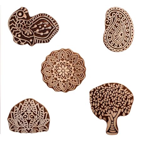 Set of 5 Piece New Mix Wooden Printing Block